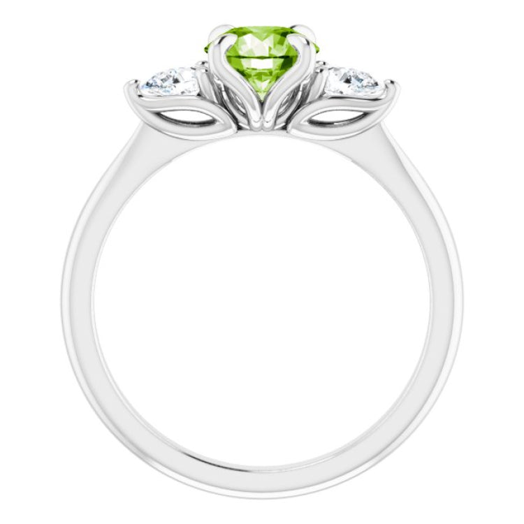 14K White Natural Peridot & 1/4 CTW Natural Diamond Ring 14K White Natural Peridot & 1/4 CTW Natural Diamond Ring