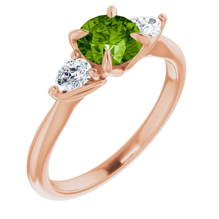 14K Rose Natural Peridot & 1/4 CTW Natural Diamond Ring 14K Rose Natural Peridot & 1/4 CTW Natural Diamond Ring