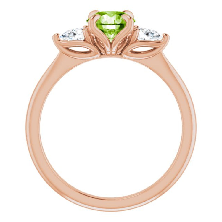 14K Rose Natural Peridot & 1/4 CTW Natural Diamond Ring 14K Rose Natural Peridot & 1/4 CTW Natural Diamond Ring