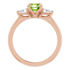 14K Rose Natural Peridot & 1/4 CTW Natural Diamond Ring 14K Rose Natural Peridot & 1/4 CTW Natural Diamond Ring
