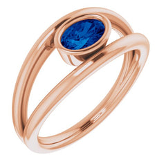 14K Rose Natural Blue Sapphire Ring 14K Rose Natural Blue Sapphire Ring