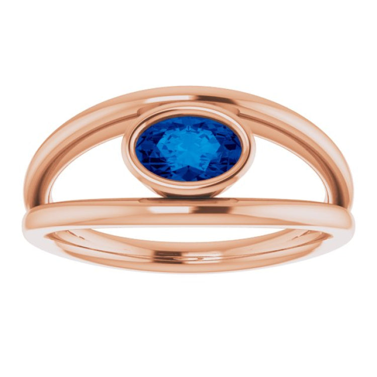 14K Rose Natural Blue Sapphire Ring 14K Rose Natural Blue Sapphire Ring