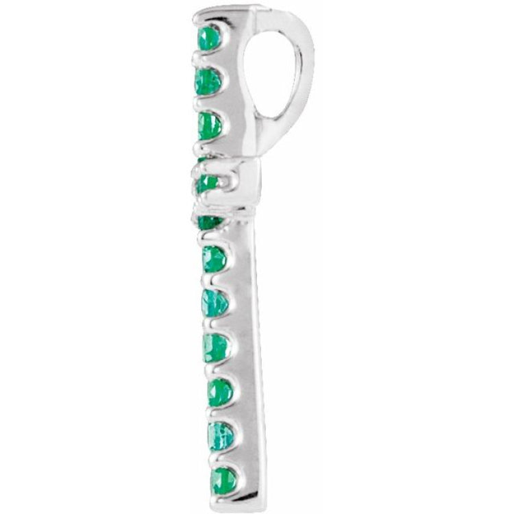 14K White Natural Emerald Petite Cross Pendant 14K White Natural Emerald Petite Cross Pendant