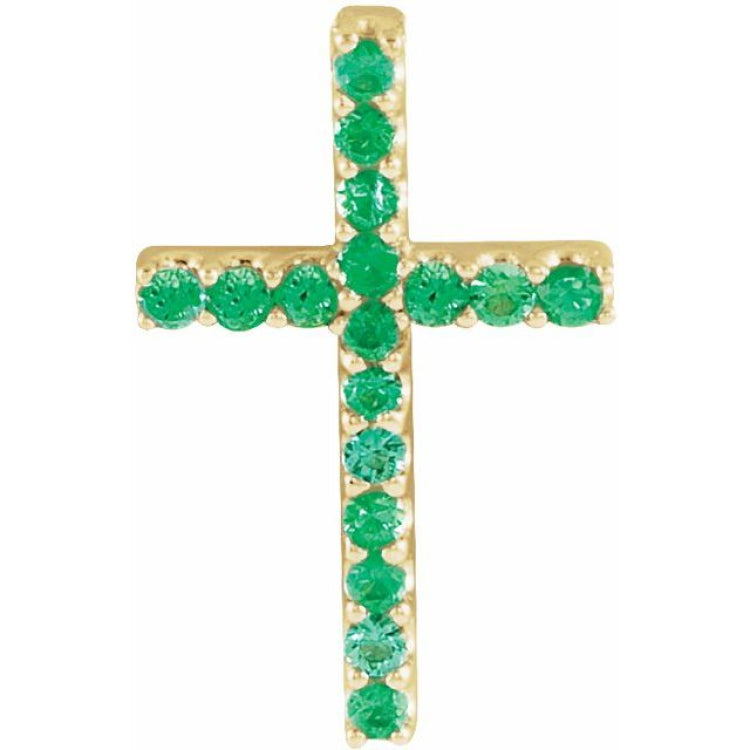 14K Yellow Natural Emerald Petite Cross Pendant 14K Yellow Natural Emerald Petite Cross Pendant