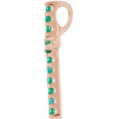 14K Rose Natural Emerald Petite Cross Pendant 14K Rose Natural Emerald Petite Cross Pendant