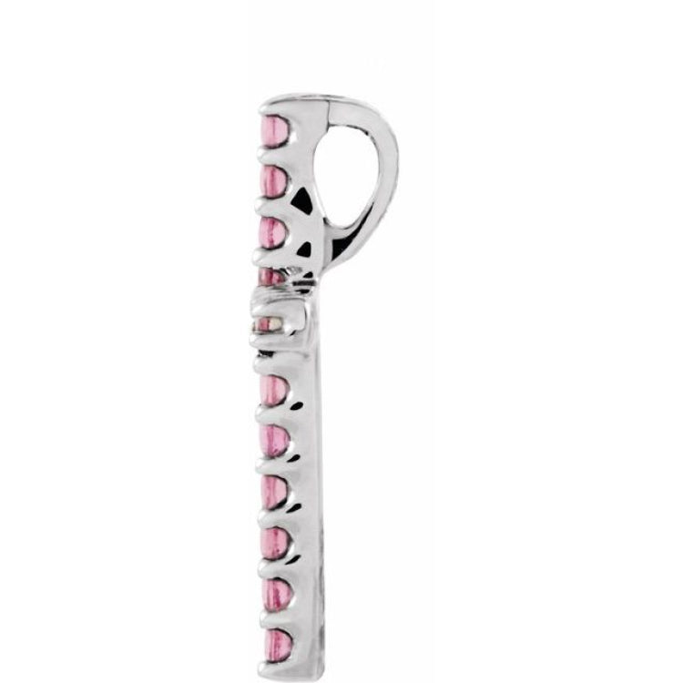 14K White Natural Pink Tourmaline Petite Cross Pendant 14K White Natural Pink Tourmaline Petite Cross Pendant