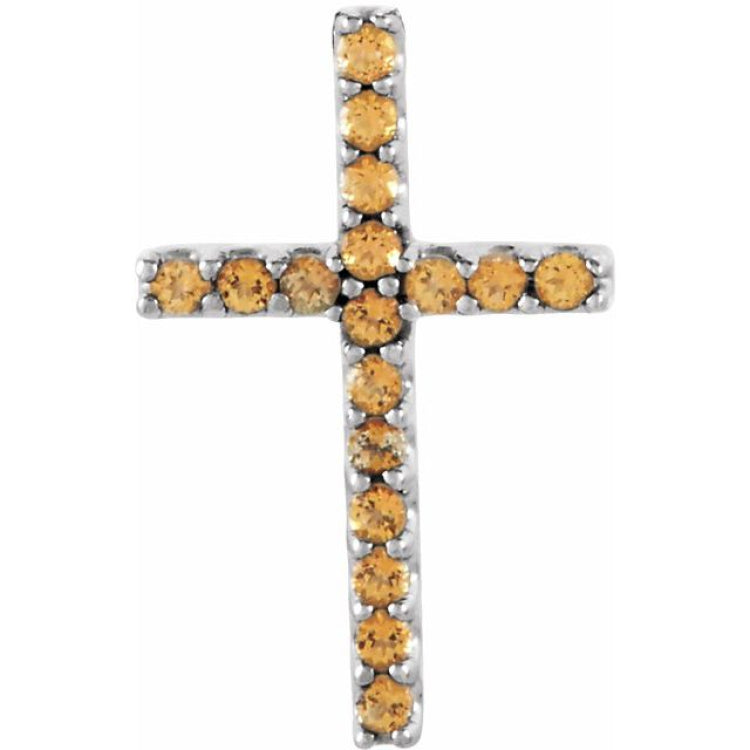 14K White Natural Yellow Sapphire Petite Cross Pendant 14K White Natural Yellow Sapphire Petite Cross Pendant