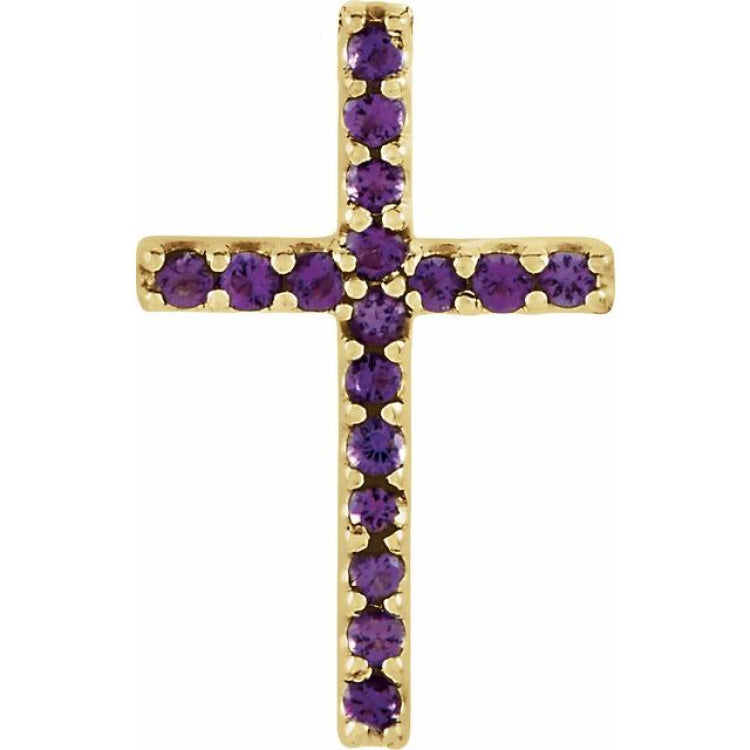 14K Yellow Natural Amethyst Petite Cross Pendant 14K Yellow Natural Amethyst Petite Cross Pendant