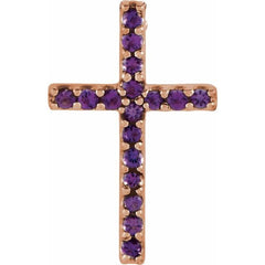 14K Rose Natural Amethyst Petite Cross Pendant 14K Rose Natural Amethyst Petite Cross Pendant