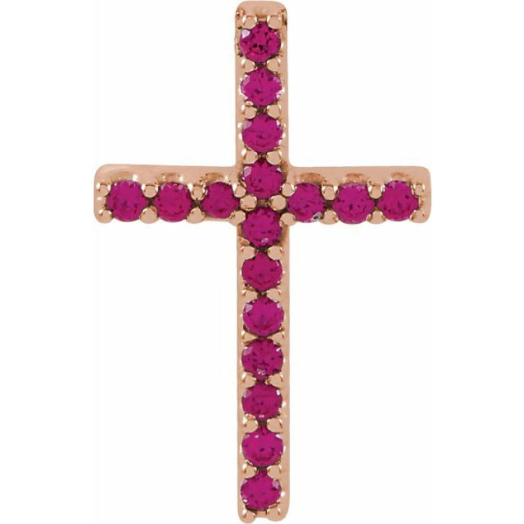 14K Rose Natural Ruby Petite Cross Pendant 14K Rose Natural Ruby Petite Cross Pendant