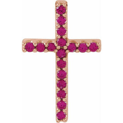 14K Rose Natural Ruby Petite Cross Pendant 14K Rose Natural Ruby Petite Cross Pendant