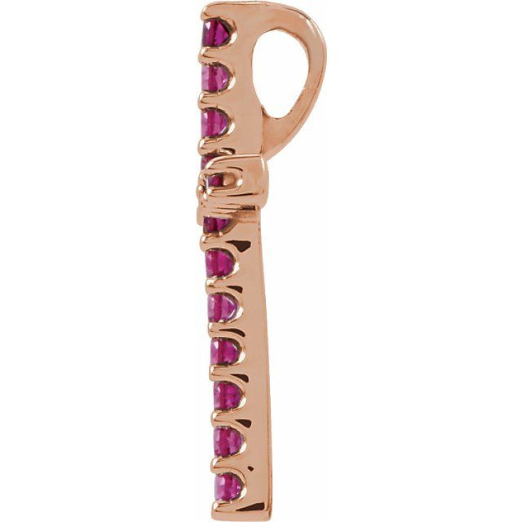 14K Rose Natural Ruby Petite Cross Pendant 14K Rose Natural Ruby Petite Cross Pendant