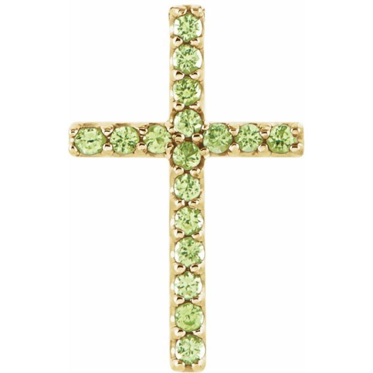 14K Yellow Natural Peridot Petite Cross Pendant 14K Yellow Natural Peridot Petite Cross Pendant