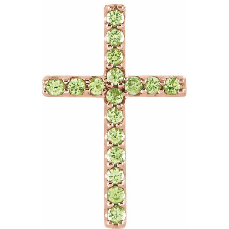 14K Rose Natural Peridot Petite Cross Pendant 14K Rose Natural Peridot Petite Cross Pendant