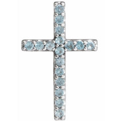 14K White Natural Swiss Blue Topaz Petite Cross Pendant 14K White Natural Swiss Blue Topaz Petite Cross Pendant