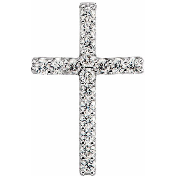 14K White .06 CTW Natural Diamond Petite Cross Pendant 14K White .06 CTW Natural Diamond Petite Cross Pendant