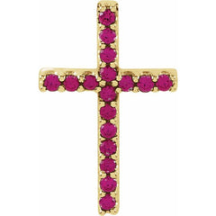 14K Yellow Natural Ruby Petite Cross Pendant 14K Yellow Natural Ruby Petite Cross Pendant