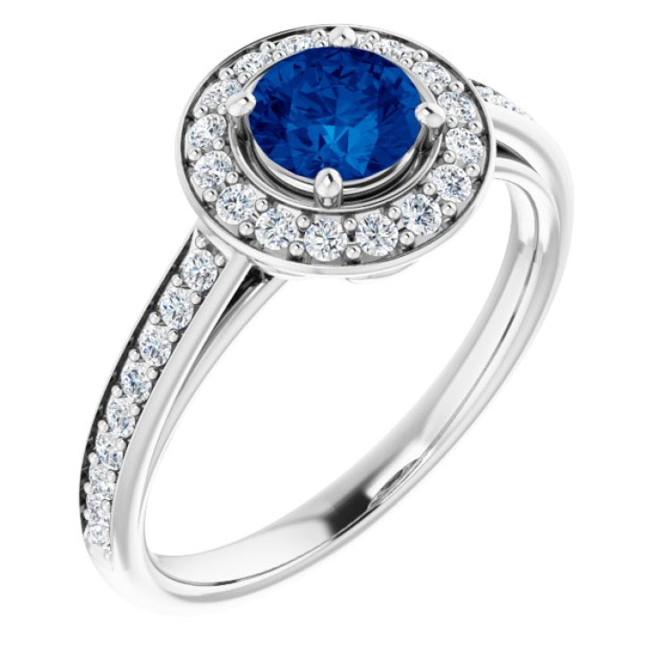14K White Lab-Grown Blue Sapphire & 1/3 CTW Natural Diamond Ring 14K White Lab-Grown Blue Sapphire & 1/3 CTW Natural Diamond Ring
