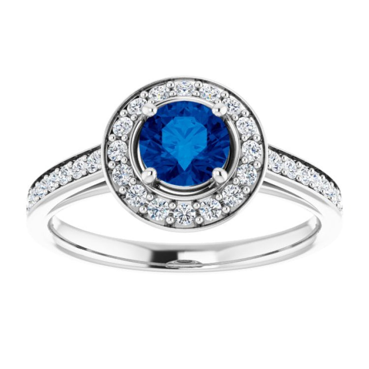 14K White Lab-Grown Blue Sapphire & 1/3 CTW Natural Diamond Ring 14K White Lab-Grown Blue Sapphire & 1/3 CTW Natural Diamond Ring