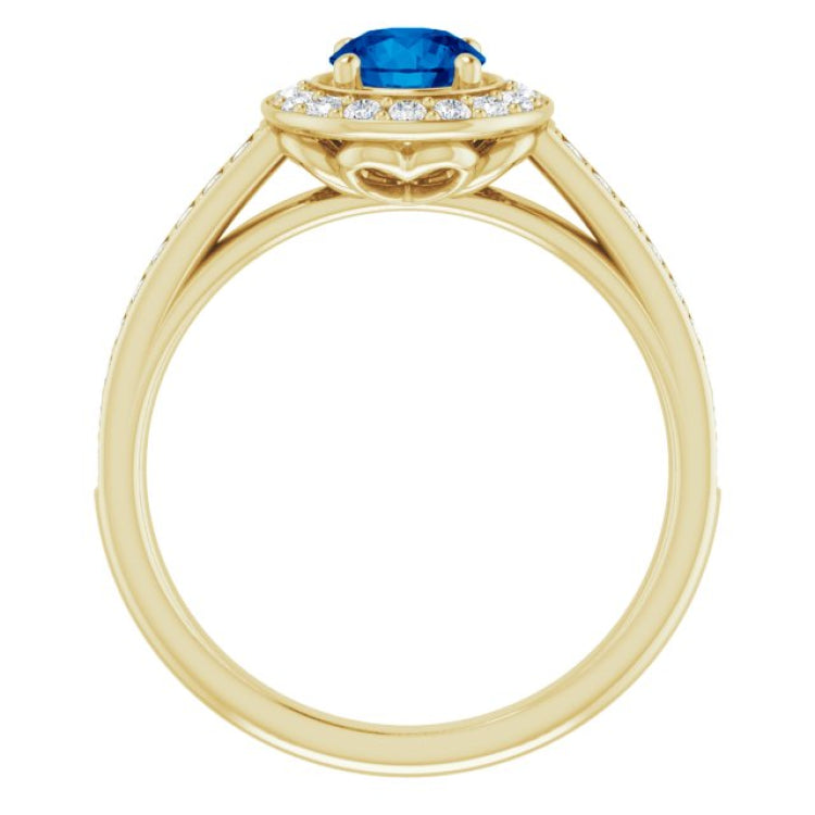 14K Yellow Lab-Grown Blue Sapphire & 1/3 CTW Natural Diamond Ring 14K Yellow Lab-Grown Blue Sapphire & 1/3 CTW Natural Diamond Ring