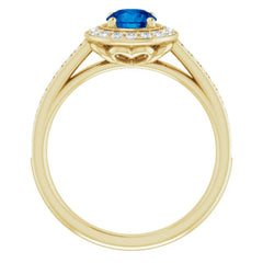 14K Yellow Lab-Grown Blue Sapphire & 1/3 CTW Natural Diamond Ring 14K Yellow Lab-Grown Blue Sapphire & 1/3 CTW Natural Diamond Ring