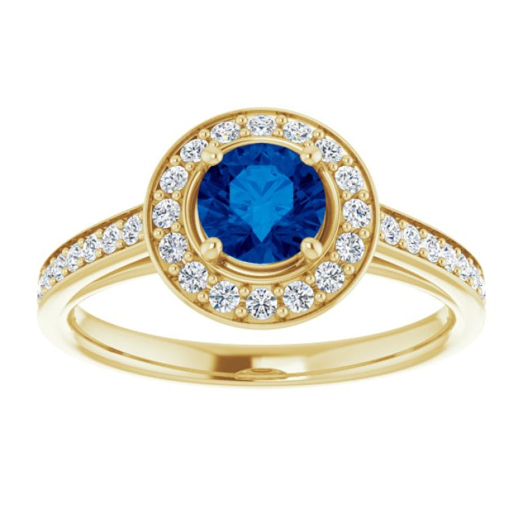 14K Yellow Lab-Grown Blue Sapphire & 1/3 CTW Natural Diamond Ring 14K Yellow Lab-Grown Blue Sapphire & 1/3 CTW Natural Diamond Ring