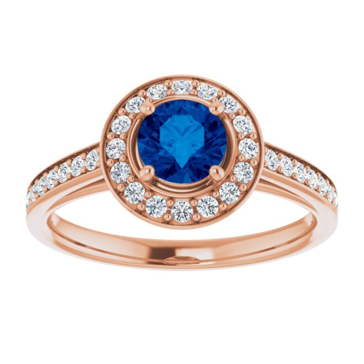 14K Rose Lab-Grown Blue Sapphire & 1/3 CTW Natural Diamond Ring 14K Rose Lab-Grown Blue Sapphire & 1/3 CTW Natural Diamond Ring