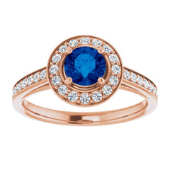 14K Rose Lab-Grown Blue Sapphire & 1/3 CTW Natural Diamond Ring 14K Rose Lab-Grown Blue Sapphire & 1/3 CTW Natural Diamond Ring