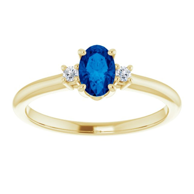 14K Yellow Lab-Grown Blue Sapphire & .04 CTW Natural Diamond Ring 14K Yellow Lab-Grown Blue Sapphire & .04 CTW Natural Diamond Ring