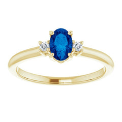 14K Yellow Lab-Grown Blue Sapphire & .04 CTW Natural Diamond Ring 14K Yellow Lab-Grown Blue Sapphire & .04 CTW Natural Diamond Ring