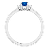 14K White Lab-Grown Blue Sapphire & .04 CTW Natural Diamond Ring