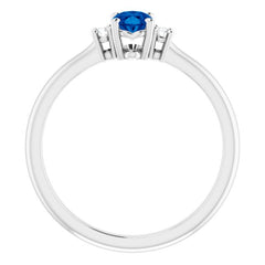 14K White Lab-Grown Blue Sapphire & .04 CTW Natural Diamond Ring 14K White Lab-Grown Blue Sapphire & .04 CTW Natural Diamond Ring