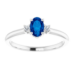 14K White Lab-Grown Blue Sapphire & .04 CTW Natural Diamond Ring 14K White Lab-Grown Blue Sapphire & .04 CTW Natural Diamond Ring