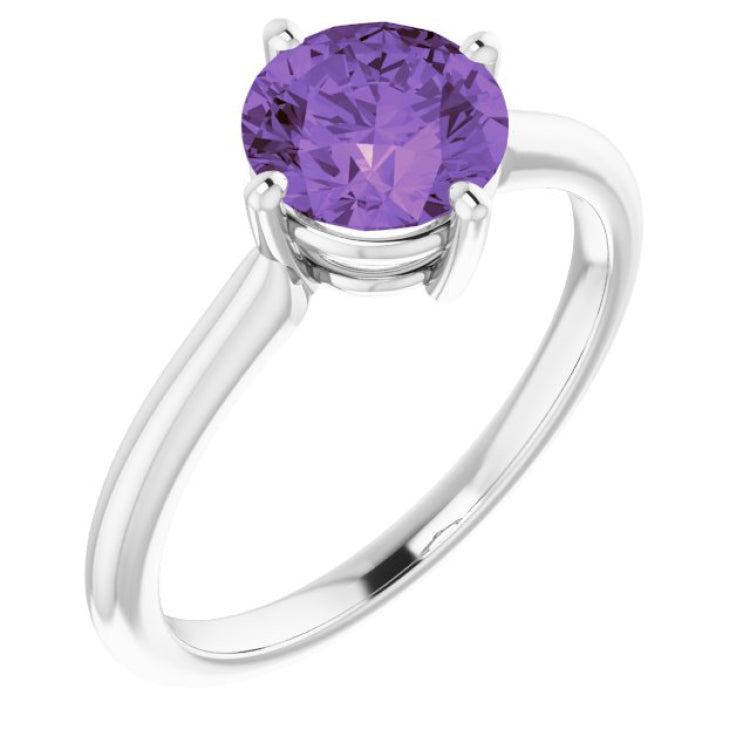 14K White Natural Amethyst Ring 14K White Natural Amethyst Ring