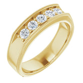 14K Yellow 5/8 CTW Natural Diamond Milgrain Band