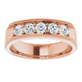 14K Rose 3/4 CTW Natural Diamond Milgrain Band