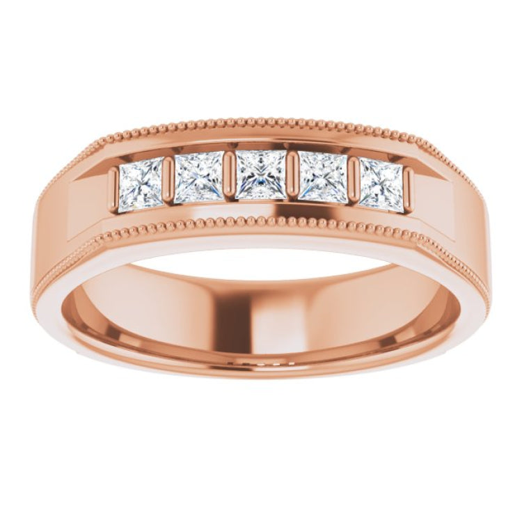 14K Rose 1/2 CTW Natural Diamond Milgrain Band 14K Rose 1/2 CTW Natural Diamond Milgrain Band