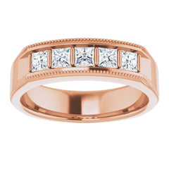 14K Rose 3/4 CTW Natural Diamond Milgrain Band 14K Rose 3/4 CTW Natural Diamond Milgrain Band