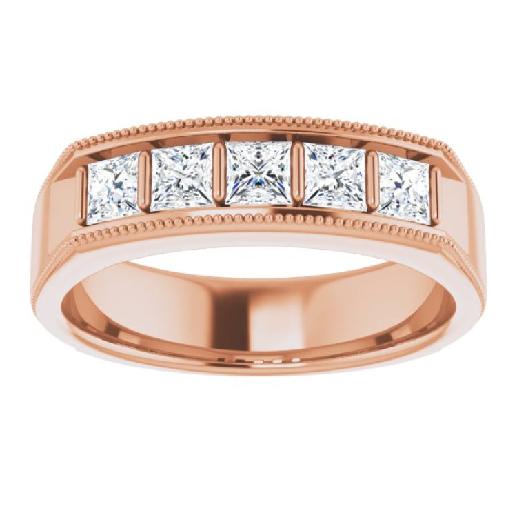 14K Rose 1 CTW Natural Diamond Milgrain Band 14K Rose 1 CTW Natural Diamond Milgrain Band