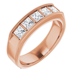 14K Rose 1 1/4 CTW Natural Diamond Milgrain Band 14K Rose 1 1/4 CTW Natural Diamond Milgrain Band