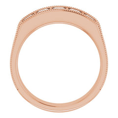14K Rose 1 1/4 CTW Natural Diamond Milgrain Band 14K Rose 1 1/4 CTW Natural Diamond Milgrain Band