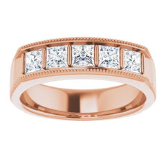 14K Rose 1 1/4 CTW Natural Diamond Milgrain Band 14K Rose 1 1/4 CTW Natural Diamond Milgrain Band
