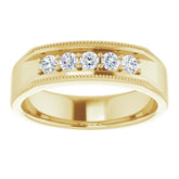 14K Yellow 3/8 CTW Natural Diamond Milgrain Band