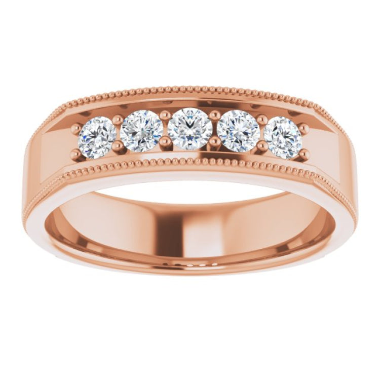 14K Rose 1/2 CTW Natural Diamond Milgrain Band 14K Rose 1/2 CTW Natural Diamond Milgrain Band