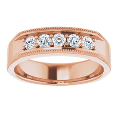14K Rose 1/2 CTW Natural Diamond Milgrain Band 14K Rose 1/2 CTW Natural Diamond Milgrain Band