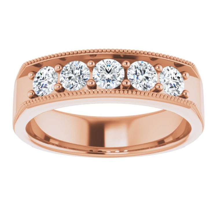 14K Rose 1 CTW Natural Diamond Milgrain Band 14K Rose 1 CTW Natural Diamond Milgrain Band