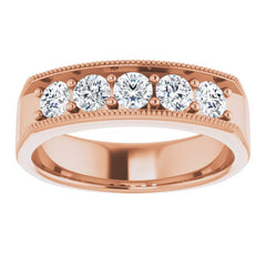 14K Rose 1 CTW Natural Diamond Milgrain Band 14K Rose 1 CTW Natural Diamond Milgrain Band