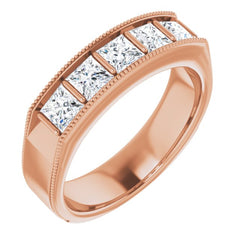 14K Rose 1 3/8 CTW Natural Diamond Milgrain Band 14K Rose 1 3/8 CTW Natural Diamond Milgrain Band