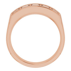 14K Rose 1 3/8 CTW Natural Diamond Milgrain Band 14K Rose 1 3/8 CTW Natural Diamond Milgrain Band