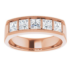 14K Rose 1 3/8 CTW Natural Diamond Milgrain Band 14K Rose 1 3/8 CTW Natural Diamond Milgrain Band